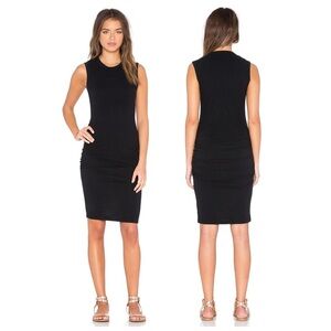 James Perse standard Sleeveless Black side ruched midi dress size 4 (XL) NWT